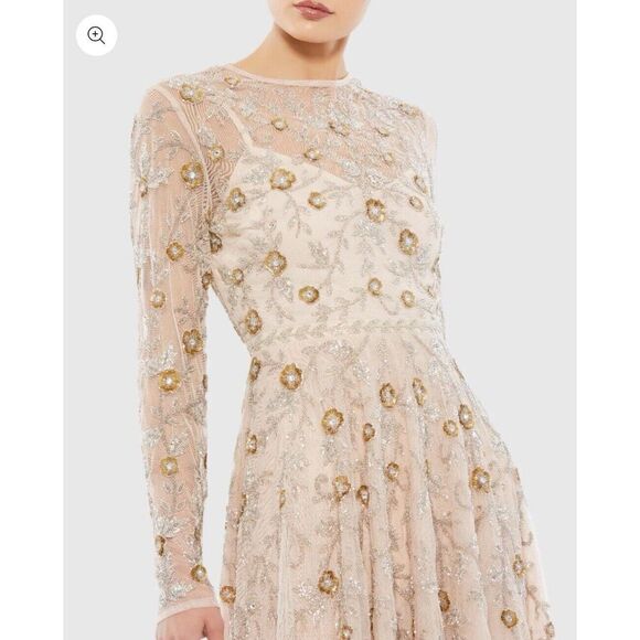 Mac Duggal Embellished Cream Midi Dress - Picture 2 of 11